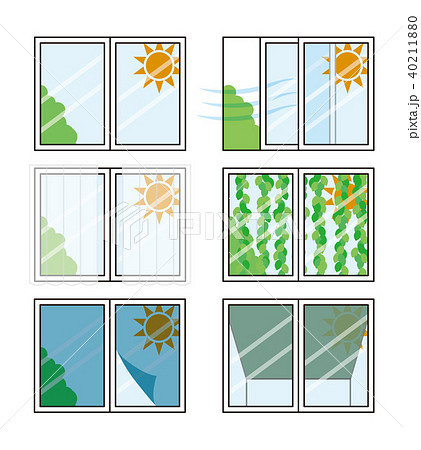窓の暑さ対策のイラスト素材