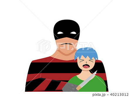 Terrorist and hostage isolated on white vector art Terrorist and hostage isolated on white vector art 40213012