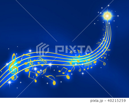 楽　五線譜　コンサート　夜空　星空　演奏　譜面　楽譜　ト音記号 40215259