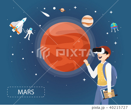 Man wearing virtual reality glasses looking mars Man wearing virtual reality glasses looking mars 40215727