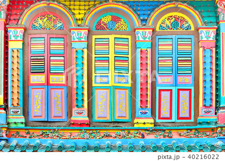 Facade of building in Little India Singapore Facade of building in Little India Singapore 40216022