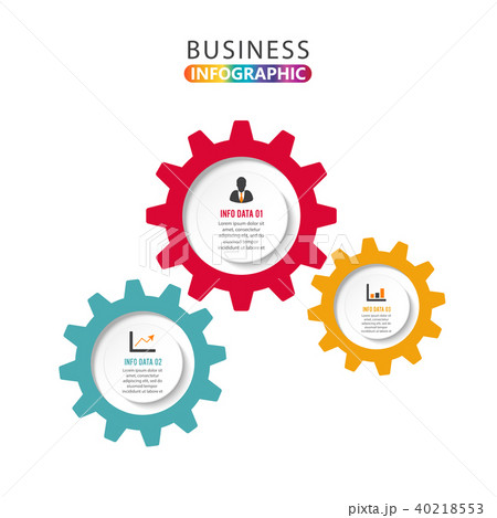 Abstract element of graph, diagram with 3 steps 40218553