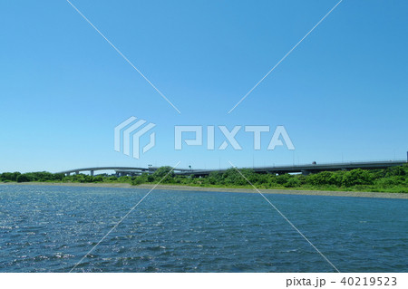 相模川より圏央道厚木インターを望む 相模川より圏央道厚木インターを望む 40219523