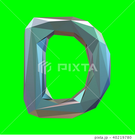 Capital latin letter D in low poly style isolated on green background 40219780