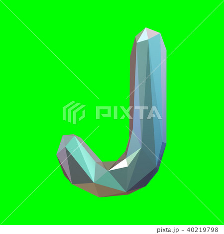 Capital latin letter J in low poly style isolated on green background 40219798