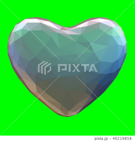 heart made in low poly style isolated on green background. 3d 40219858