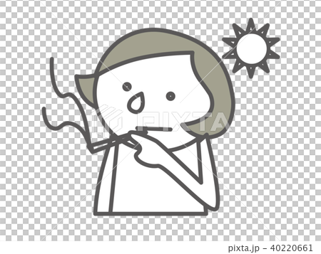 婦女的不安簡單的象形圖式插圖紫外線的人抽著煙和曬黑 40220661