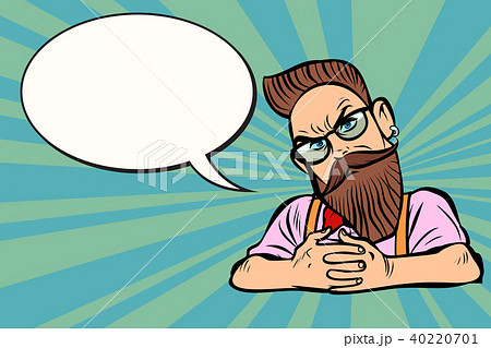 Stylish bearded hipster with glasses, sceptical 40220701