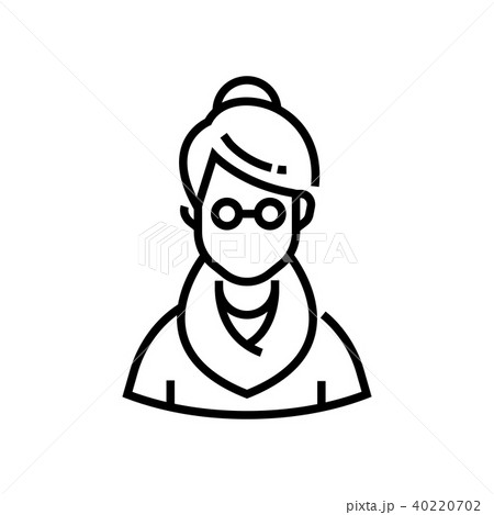 Senior woman - line design single isolated icon 40220702
