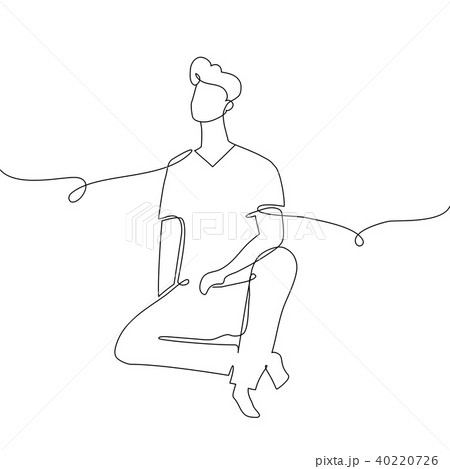 Boy sitting - one continuous line design style illustration 40220726