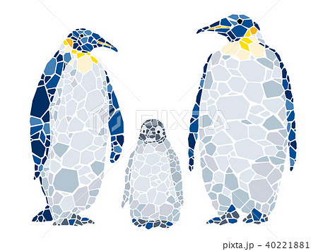 モザイクアート ペンギンの家族のイラスト素材