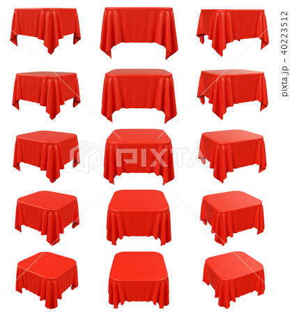 Rounded Red Square Table Cloth Setのイラスト素材