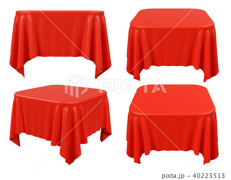 Red square rounded table cloth set Red square rounded table cloth set 40223513