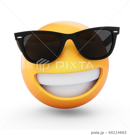 3d Rendering Cool Emoji With Sunglass Isolatedのイラスト素材