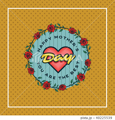 happy mothers day greeting card with blossom flowers on dotted background 40225539