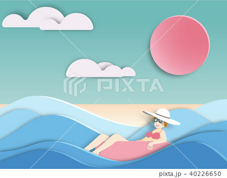 girl floating on sea.Summer concept. girl floating on sea.Summer concept. 40226650