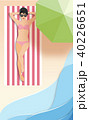 top view beach  with girl .Summer concept. 40226651