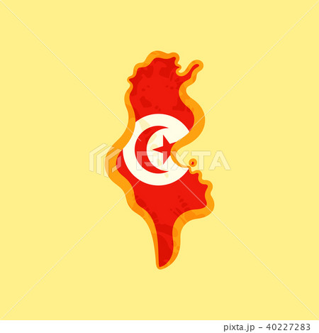 Tunisia - Map colored with Tunisian flag 40227283