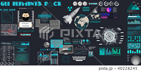 GUI Set for game user interface. Flat cartoon HUD GUI Set for game user interface. Flat cartoon HUD 40228245