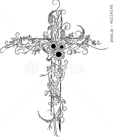 Flower Tattoo Cross Decorのイラスト素材