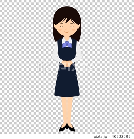 挨拶をする若いビジネススーツ女性のお辞儀イラストのイラスト素材