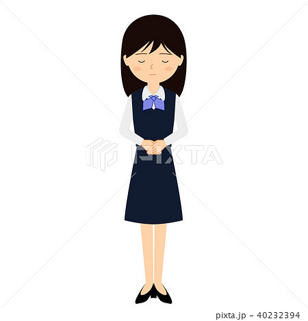 お詫びをする若いビジネススーツ女性のお辞儀イラストのイラスト素材 40232394 Pixta