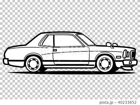 レトロ国産クーペ 塗り絵風 自動車イラストのイラスト素材