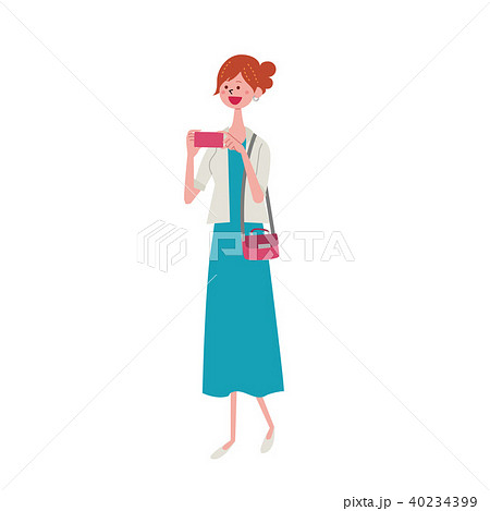 インバウンド　イラスト　観光客　若い女性 40234399