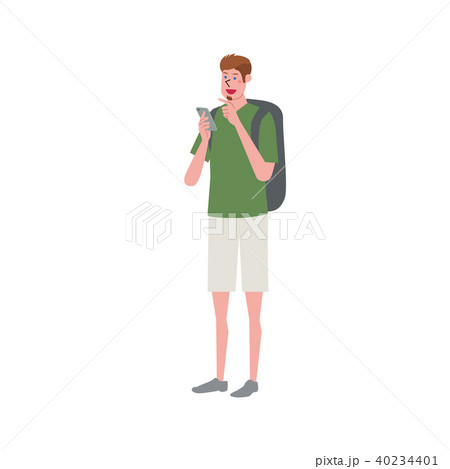 インバウンド　イラスト　観光客　若い男性 40234401