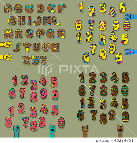 Brown Letters and Yellow, Pink and Brown Numbers 40234751