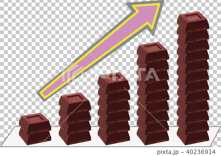 Chocolate bar graph and pink arrow - Stock Illustration [40236914] - PIXTA