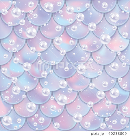 Fish scales and pearls seamless pattern. Mermaid tail texture. Vector illustration Fish scales and pearls seamless pattern. Mermaid tail texture. Vector illustration 40238809
