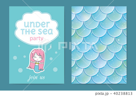 party invitation holographic fish or mermaid scales vector