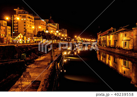 小樽運河　夜景 40239558