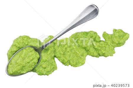 Wasabi with spoon isolated on white background 40239573