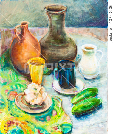Still life on motley cloth 40243006