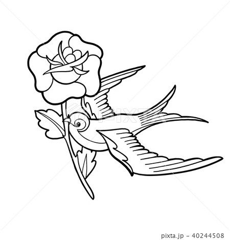 Graphic swallow carrying flower 40244508