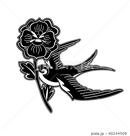 Graphic swallow carrying flower Graphic swallow carrying flower 40244509