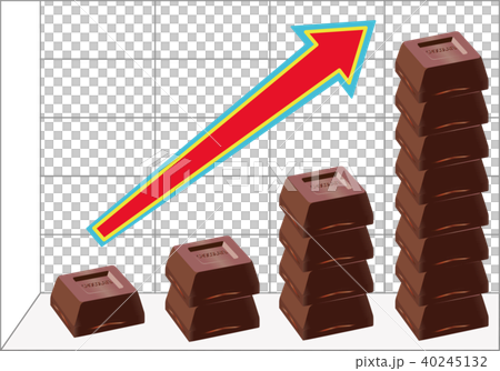 チョコ　棒グラフと赤矢印 40245132