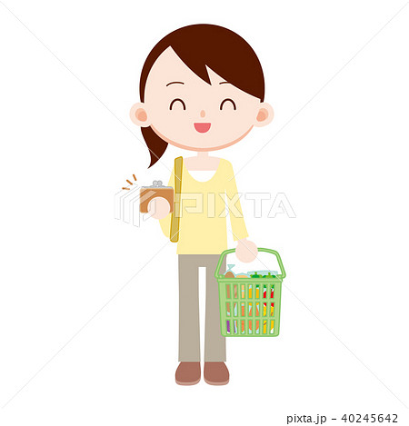 A Woman Who Shopped Full Of Shopping Basket Stock Illustration