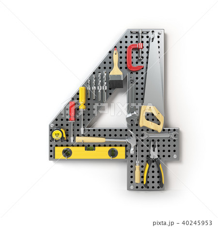 Number 4 four. Alphabet from the tools pegboard  40245953