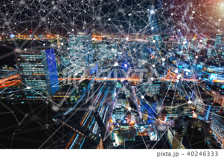 Digital Tech Circle with aerial view of Tokyo, Japan Digital Tech Circle with aerial view of Tokyo, Japan 40246333