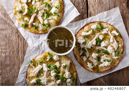 Mexican Chalupas with farm cheese and chicken 40246807