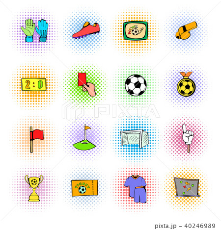 Soccer Icons set, comics style 40246989