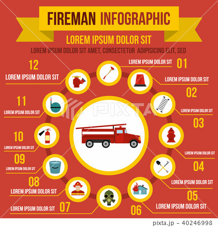 Firefighting infographic elements, flat style 40246998