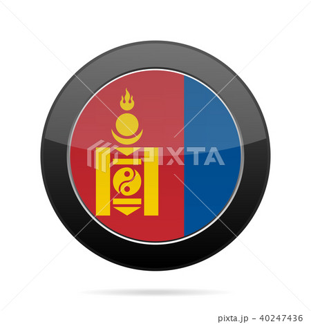 Flag of Mongolia. Shiny black round button. Flag of Mongolia. Shiny black round button. 40247436