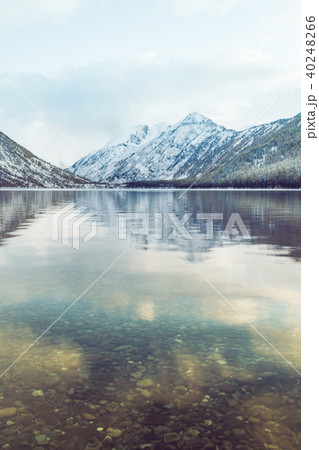 Mirror surface of the lake with a mountain range 40248266
