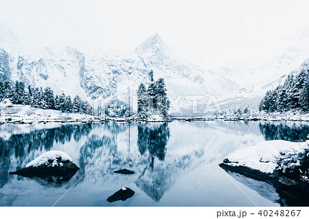 Mirror surface of the winter lake 40248267