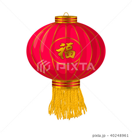 Red chinese paper lantern icon in cartoon style 40248961