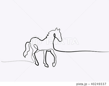 Continuous one line drawing. Horse logo Continuous one line drawing. Horse logo 40249337